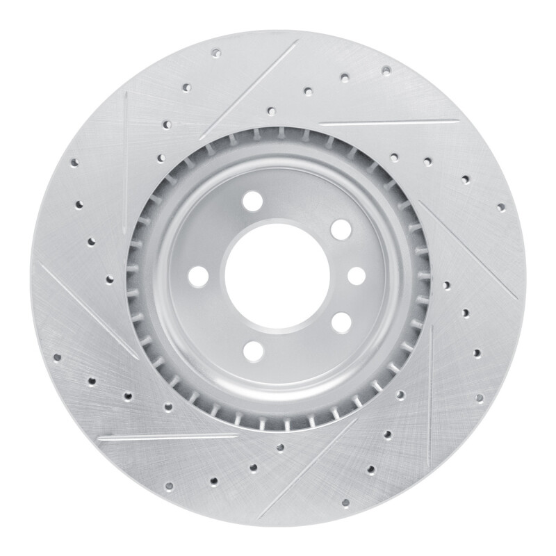 Land Rover Discovery Brake Rotor (1) - Front Right - R1 Concepts - Drilled & Slotted - Silver - `18-`24